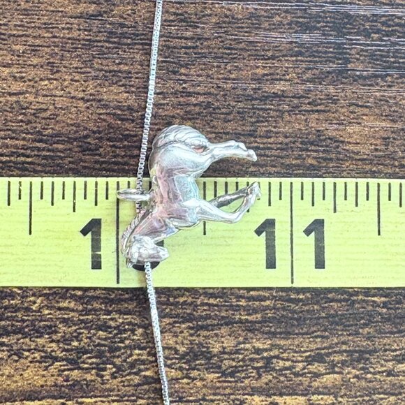 VTG Sterling Silver 925 Horse Pendant Box Link Chain Necklace Size 18" Length - Picture 7 of 14